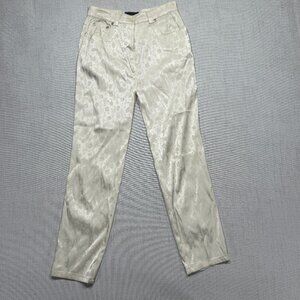 Vintage Versus Gianni Versace Trousers Floral Jacquard White Satin Size 33/40